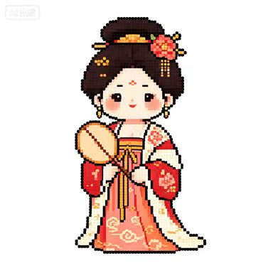 Chibi Ancient Chinese Characters-Tang Lady with Fan